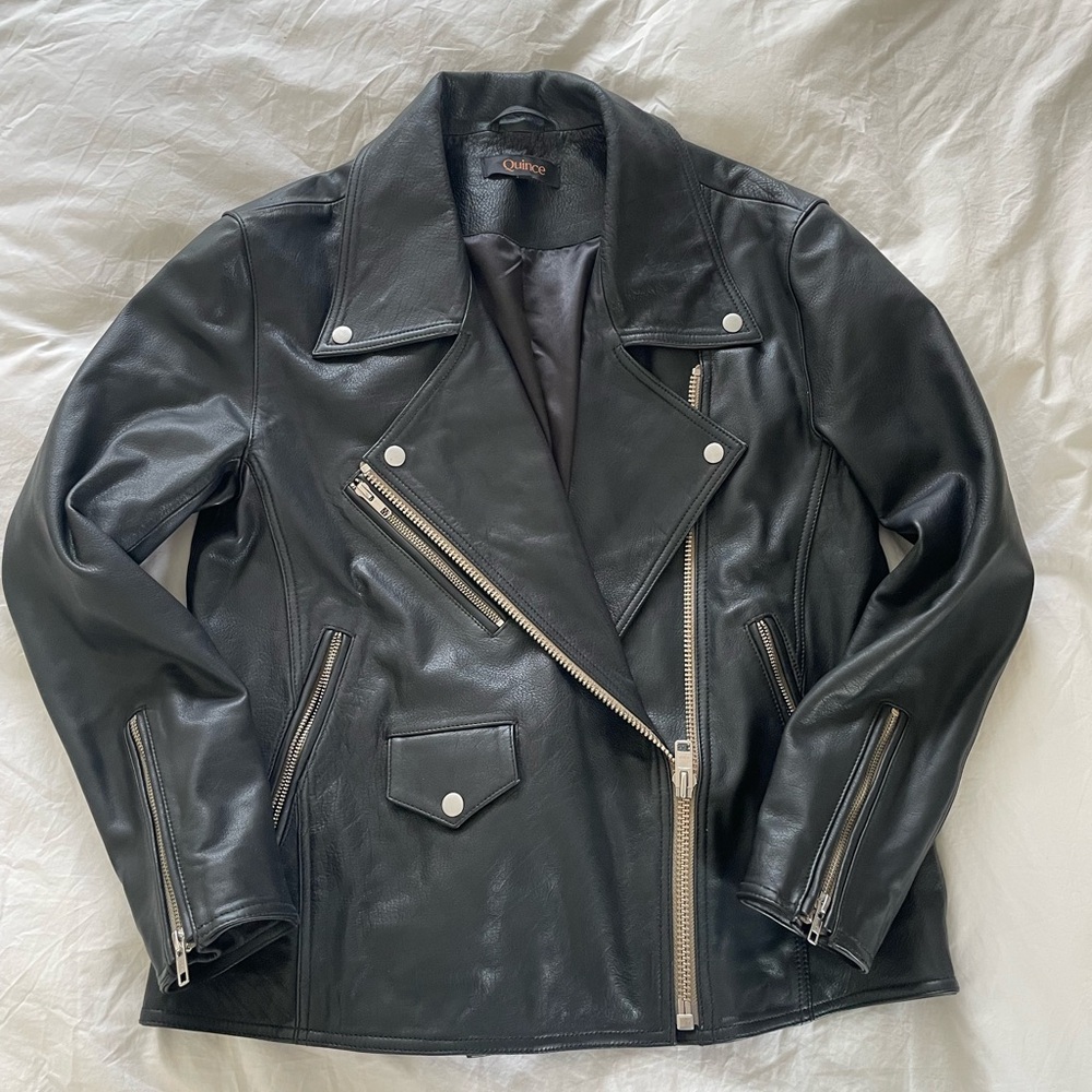 Quince 100% Leather Oversized Biker Jacket